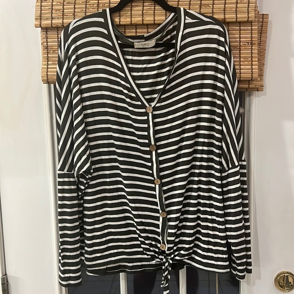 Stripped button down tie shirt